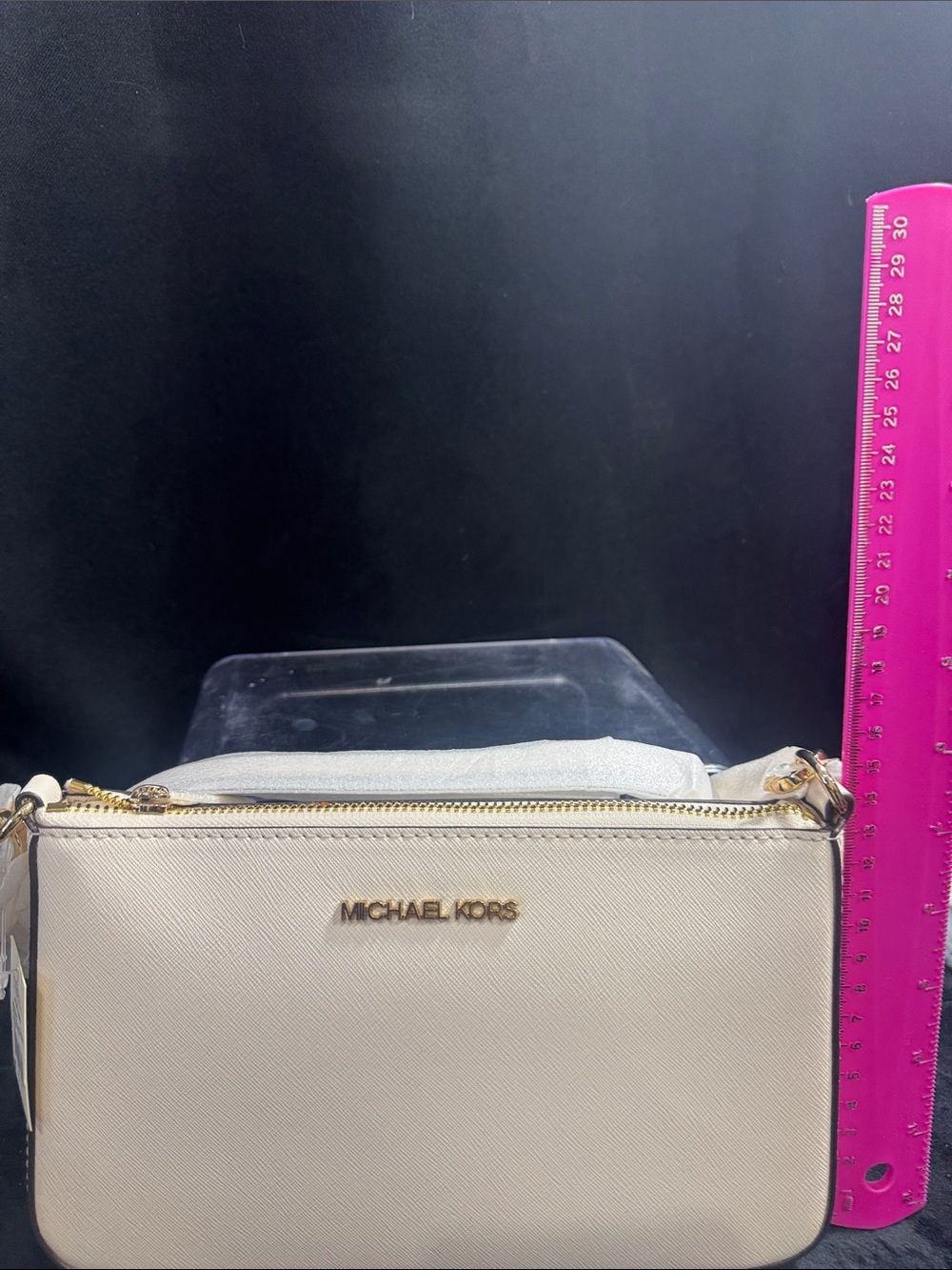 Michael Kors Cream Leather Crossbody Bag with Gold-Tone Hardware